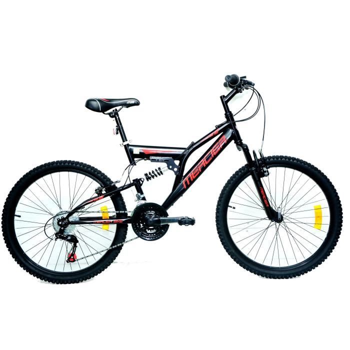 MERCIER Vélo tout suspendu Vbrake 24- - Enfant 9/14 ans - Noir et rouge
