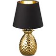 Lampe de table en céramique, textile or noir, H 35 cm, ANANAS-0