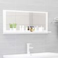 9049NEW FR® Chic Miroir de salle de bain Contemporain,Miroir mural Moderne Pour salle de bain Salon Chambre Blanc brillant 90x10,5x3-0