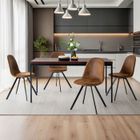 FurnitureR Lot de 4 Chaises de Salle à Manger, Pivotant à 360°, Sans Accoudoir avec Base Radiale en Métal, Réception, Suede Marron