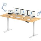 FlexiSpot QB2 Bureau Assis Debout 180 x 80 cm avec 2 Moteurs Puissants, Bureau Électrique avec Fonction Mémoire (Blanc + Maple)