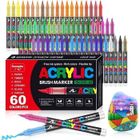 IHABOR 60 Couleurs Feutre Acrylique, Stylo Acrylique Liquide Direct Acrylic Paint Marker Coloriage pour Adultes, Marqueur Acrylique