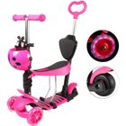 BRAND Trottinette 5 en 1 avec Siège Amovible pour Enfants - Guidon Léger Et Réglable Cadeau Parfait pour Les Bébés De 2 A 8 Ans - rose