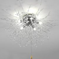 Delaveek Plafonnier LED Cristal, Luminaire Plafonnier Dimmable 3000K-6500K  pour Chambre Salon Salle de Bain Argent 5 têtes