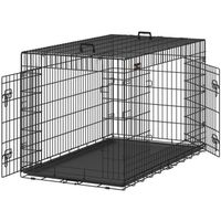 Cage pour Chien Pliable avec 2 Portes, Plateau Amovible, 136 x 79 x 87 cm, Taille XXXL, Noir