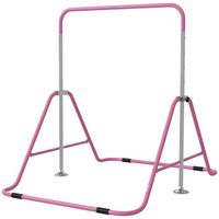 Barre fixe de gymnastique enfant - barre de gymnastique pliable hauteur réglable 4 niv. 88 à 128 cm - acier rose