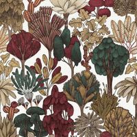 Papier peint nature Profhome 377577-GU papier peint intissé lisse avec des ornements floraux mat rouge beige brun vert 5,33 m2.