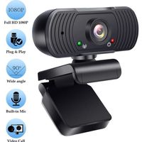Webcam 1080P HD, Webcam USB Live Streaming avec Microphone Stéréo Enregistrements et USB Caméra Web PC Plug et Play