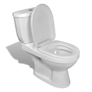 WC - TOILETTES Toilette avec réservoir - AKOZON - SAL - Céramique - Blanc - Standard - Double chasse - A poser au sol