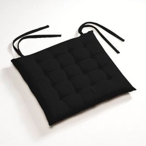 COUSSIN DE CHAISE  Lot de 2 Galettes de chaises Futon 100% coton 40 x 40 cm - Noir
