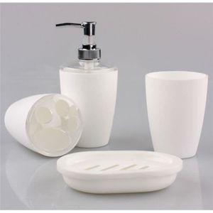 Nurdanil Lot de 5 accessoires de salle de bain en plastique 6 couleurs Design moderne Blanc