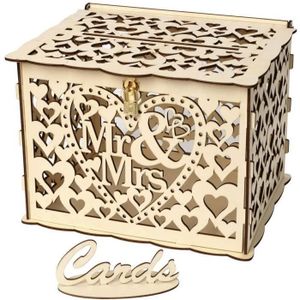 AerWo Boîte à cartes de mariage avec fenêtre en acrylique, boîte aux lettres en bois pour cartes, enveloppes, argent, cartes-cadeaux, décorations de mariage rustiques pour réception, fête prénuptiale AerWo Boîte à cartes de mariage avec fenêtre en acrylique, boîte aux lettres en bois pour cartes, enveloppes, argent, cartes-cadeaux, décorations de mariage rustiques pour réception, fête prénuptiale