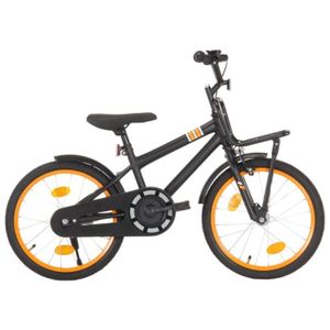VÉLO ENFANT Vélo d'enfant avec porte-bagages avant 18 pouces Noir et orange-XIO