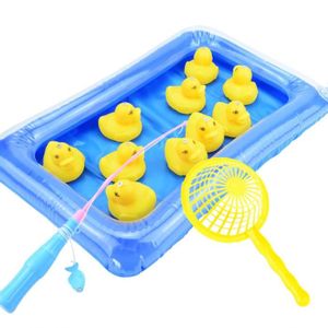 JOUET DE BAIN Qqmora jouets de baignoire gonflables Jouets de pêche au canard de piscine pour enfants, jouet flottant magnétique, jeux activite