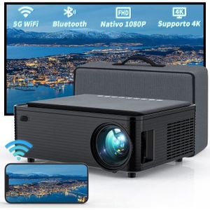 Vidéoprojecteur Vidéoprojecteur Full Hd 1080P 1920 X 1080 5G Projecteur Wifi Bluetooth Home Cinéma Support 4K 4D Correction Trapézoïdale Zoom[J1809]