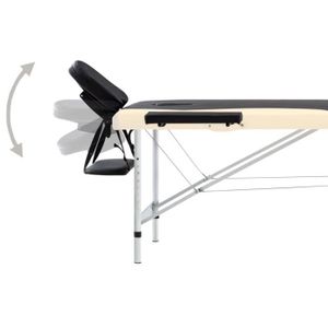 TABLE DE MASSAGE - TABLE DE SOIN NEUF Table de massage pliable 2 zones Aluminium Noir et beige En Stock YESMAEFR