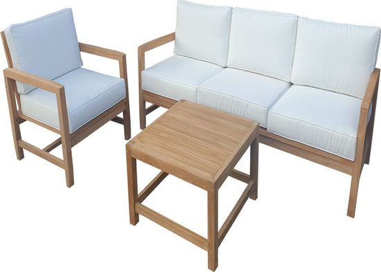 Salon bas de jardin en teck premium NINATI 4 places - Cdiscount Jardin