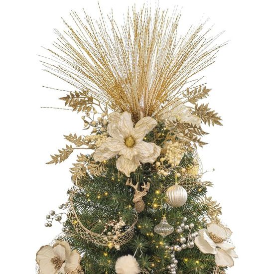 Lot De 4 Branches De Sapin De Noël Artificielles Avec Paillettes Dorées - 23 Cm, Décoration Creuse Pour Arbre, Couronne, Centre De Table - 11