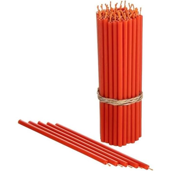 Bougies En Cire D’abeille Naturelle - Lot De 50 - Sans Fumée, Sans Coulure - Parfait Pour Décoration, Prière, Anniversaire - Orange