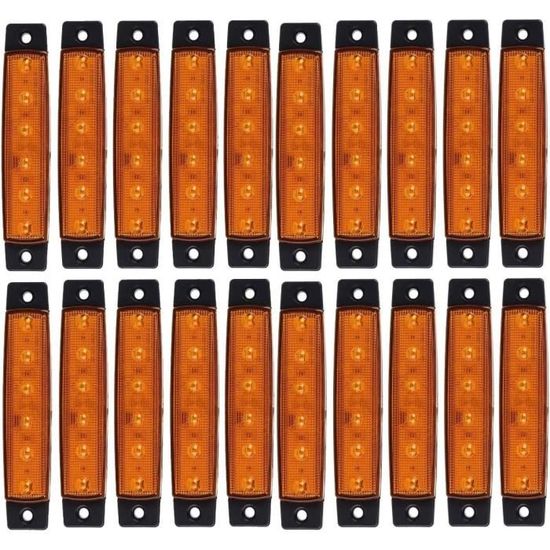 Kit 8 Feux Latéraux LED Orange Pour Camion Et Remorque - Montage Incurvé, 12V-24V, étanches