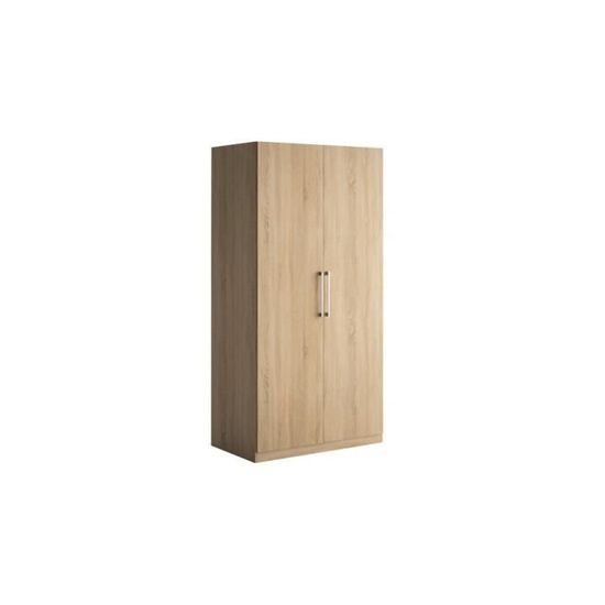 Armoire Chene Clair 2 Portes Bois Battantes 4 Etageres 1 Penderie