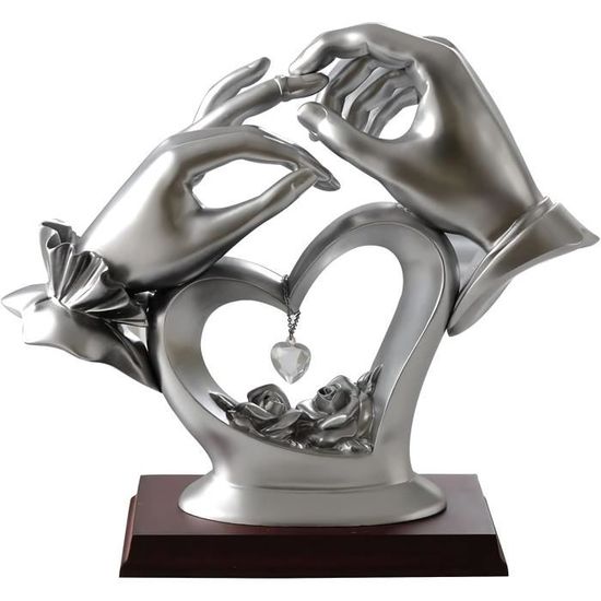 Sculpture Main En Cœur Dorée - Statue De Doigt D'amour Moderne - Décoration Romantique Pour Salon, Bureau, Cadeau De Mariage