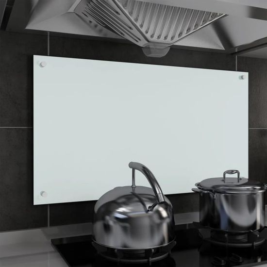 829795Haut de gamme® Dosseret de cuisine Crédence Cuisine - FOND DE HOTTE - Blanc 90 x 50 cm Verre trempé