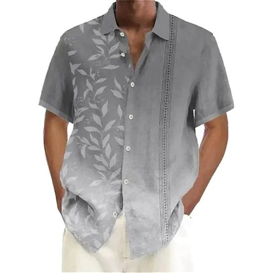 Chemise Homme Été Grande Taille Lin Coton – Col Italien Décontracté, Manches Longues Amples Bleu Solide 2025