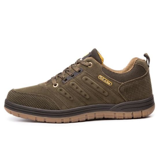 Chaussures De Randonnée/homme Sans Lacets - Cuir Suédé, Semelle Antidérapante - Confort Orthopédique Et Respirable