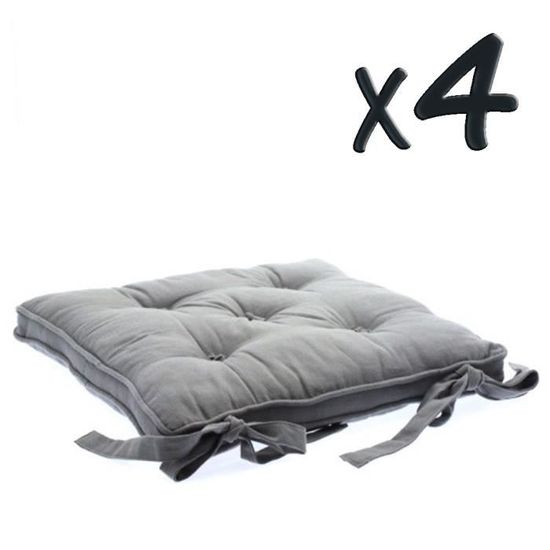 P40 x L40 cm PEGANE Lot de 4 galettes Chaise 5 Boutons Ivoire