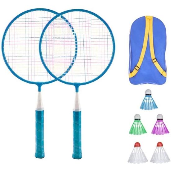 Badminton Set pour Enfants avec Raquettes Junior Tennis Raquette Play Game Beach Toys (Bleu)