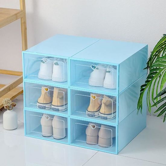 Lot De 6 Boîtes à Chaussures Empilables Et Pliables - Plastique Transparent - Rangement Organisé - 2 Tailles