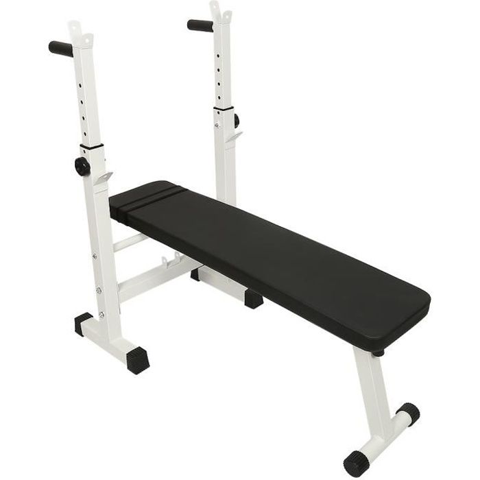 BUL Banc de Musculation avec Support de Barres - Pliable / Réglable, Charge max. 200kg - Banc de Poids, d’Entraînement