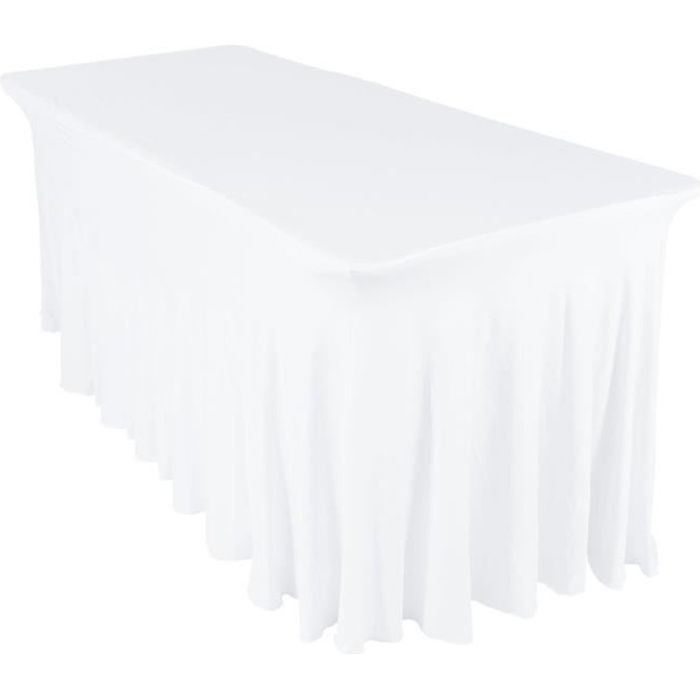 Nappe housse blanche pour table de réception 180cm