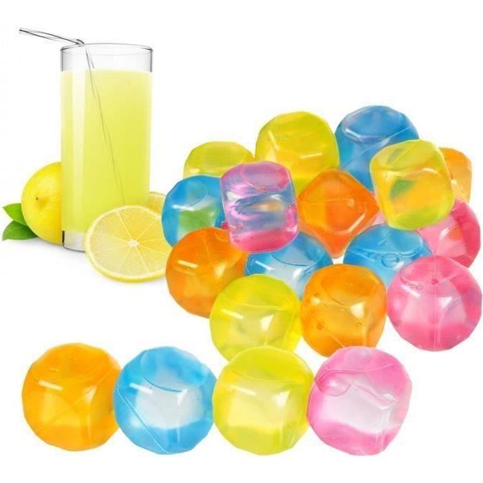 lot 20 glaçons plastique Réutilisable Glaçon Cube Réfrigérant Fini de couper le goût des boissons à cause de l'eau Couleur Aléatoire