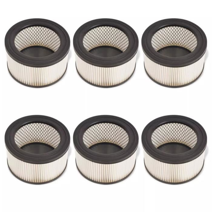 Filtre HEPA pour aspirateur à cendres 6 pcs Blanc et Noir
