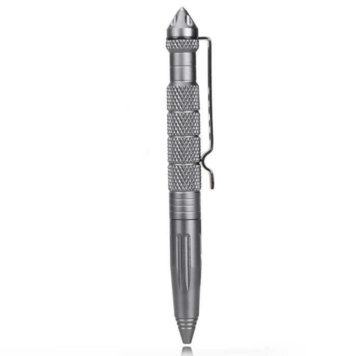 Tactical Pen Self Defense Cooyoo Outil Aviation Aluminium Anti-dérapant gris Aa48777