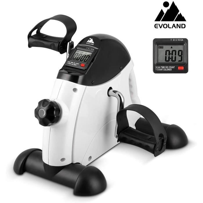 EVOLAND Mini Vélo d'Appartement, Pédale Statique Portable, Léger & Facile à Ranger, Affichage LCD, Résistance Ajustable, Appareil d'