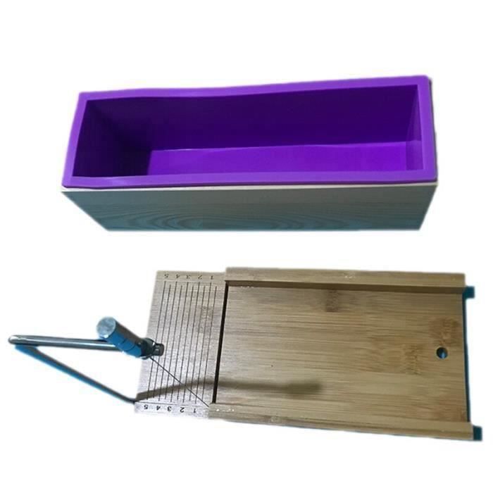 2 pièces-ensemble coupe-savon moule outil de coupe avec trancheuse de fil + 900Ml Silicone savon moule à pain avec boîte en bois