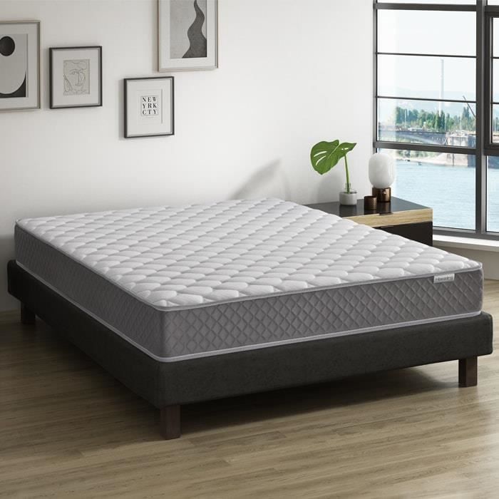 Ensemble matelas ressorts ensachés + sommier 160x200 Memory Spring -Mousse effet mémoire de forme - Epaisseur 22 cm 0011-160 x 200