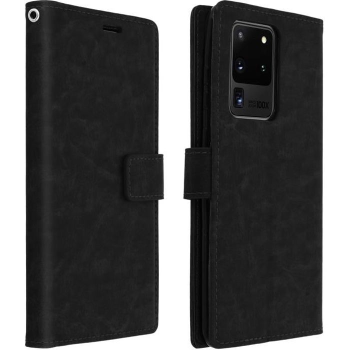 Housse Samsung Galaxy S20 Ultra Porte-carte Fonction Support Vidéo Vintage noir Noir