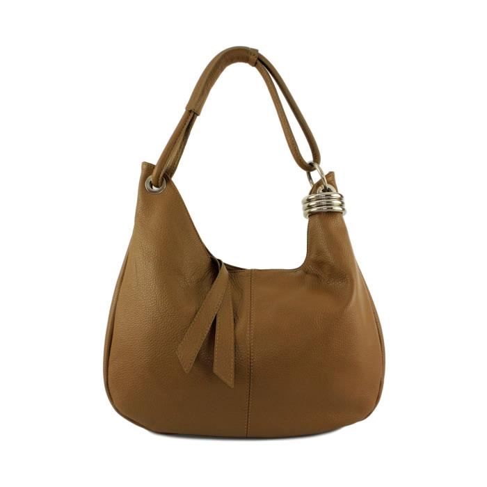 Sac cuir femme Natice Italie - Couleur:Camel Fonc&#2013265923