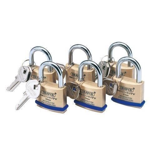 Draper 8302/40/KA Lot de 6 Cadenas à clé Cuivre/acier durci 40 mm