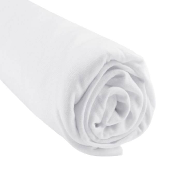 Drap housse viscose Bambou lit king size 160x200 (Blanc)
