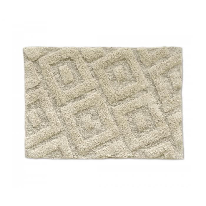 Tapis de bain uni tufté 100% coton 1800g/m² - Beige - 60x90 cm