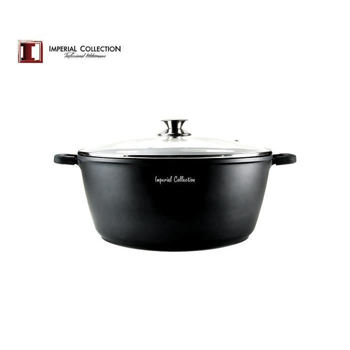 Faitout Façon Pierre Diametre 36 15,6L avec Couvercle Tous Feux Dont Induction sans PFOA Revêtement en Greblon C3+