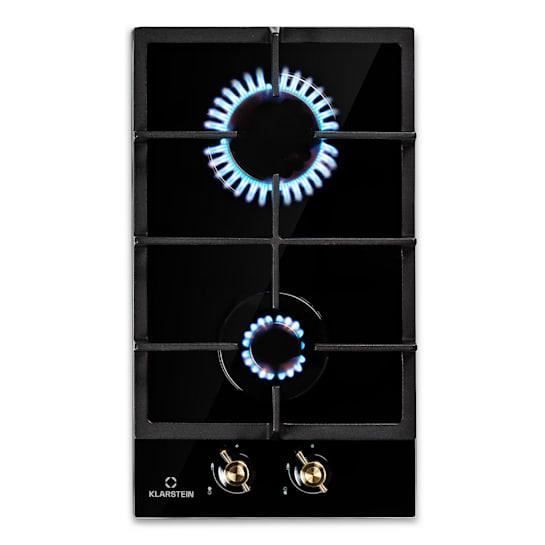 Plaque gaz 2 feux encastrable - Klarstein - 30 cm - tables de cuisson vitrocéramique - plaque de cuisson gaz - cuisinière - noir