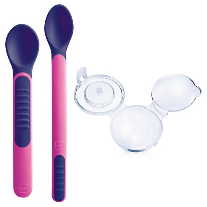 Mam Cuillères Thermosensibles + Étui 6 Mois et + - Couleur : Rose