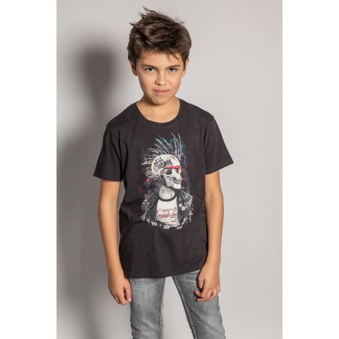 DEELUXE T-shirt photo tête de mort ENFIELDON Charcoal