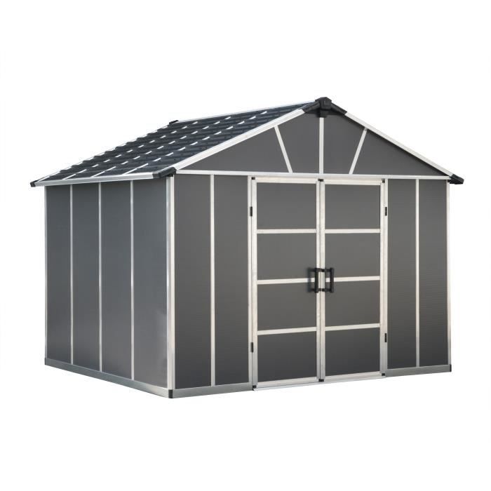 PALRAM Abri de jardin Yukon 7,9 m² - Aluminium et polycarbonate - Gris